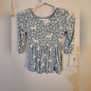 Little Sleepies Unicorn Garden Twirl Dress with Bodysuit